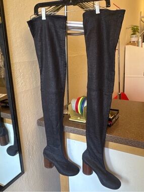 Maison Martin Margiela Over-the-Knee Stretch Boots with Block Heel